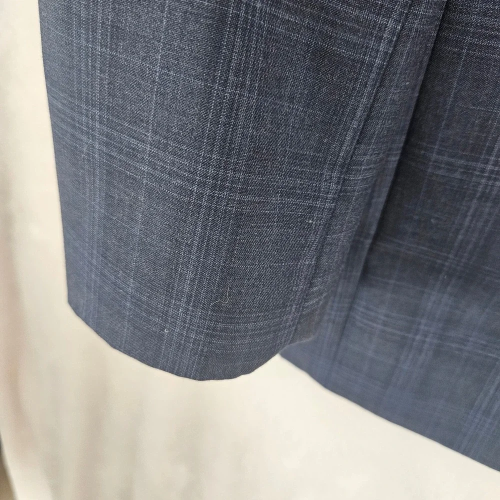 Coogi Luxe Mens 3 Piece Suit 52R Blue Glen Plaid Wool Blend Blazer Vest Pants